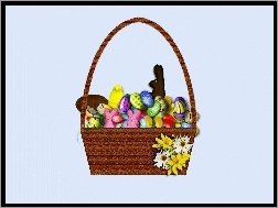 Wielkanoc, koszyk z pisankami